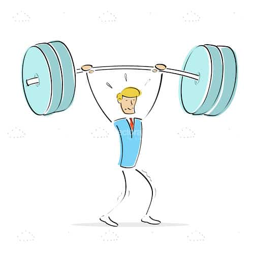 Vector man doing weight lifting